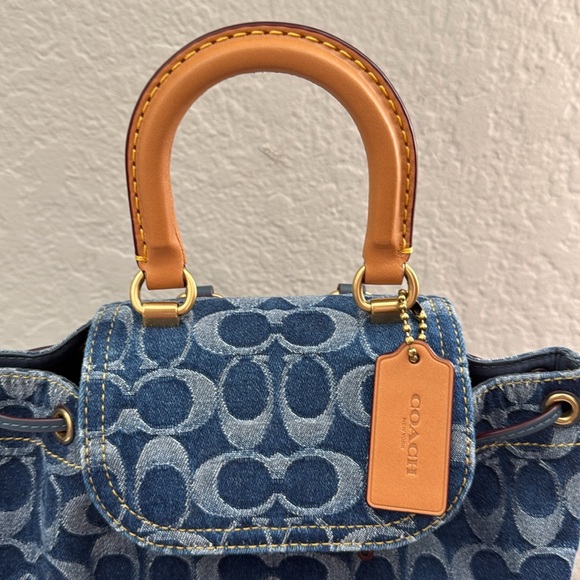 COACH Riya Backpack 21 In Signature Denim - Picture 6 of 10